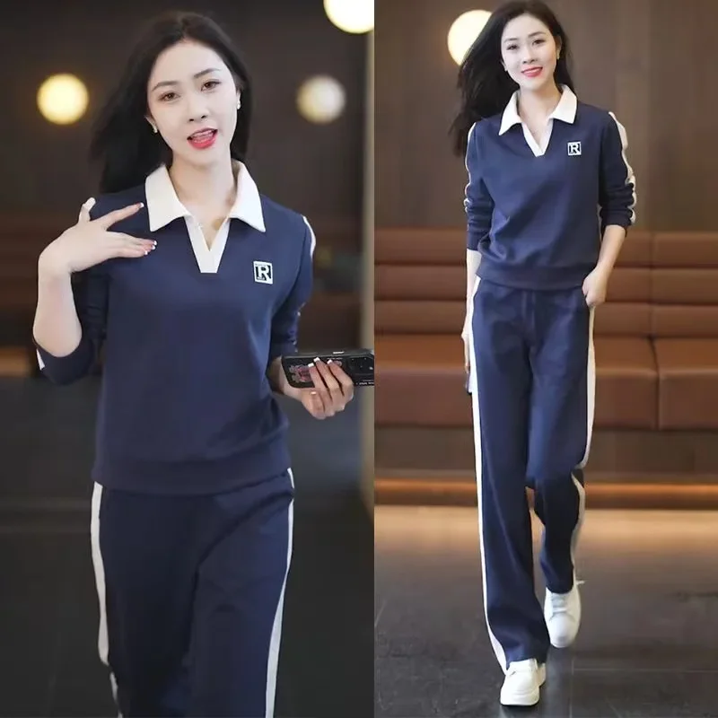 Casual Sportswear Set for Women Trendy Fashionable Two-Piece Suit Spring Autumn Elegant Style Anti-Aging Popular New Arrival - 4