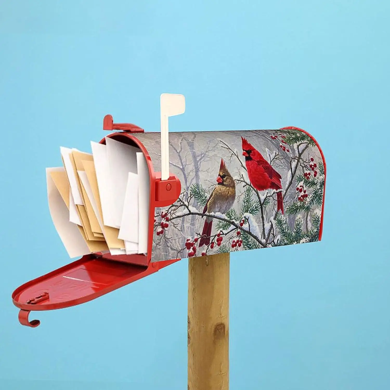 Winter Mailbox Covers Magnetic Bird Cardinal Mailbox Cover Winter Wraps 18" X 21" Holiday Garden Mailboxs Decorations