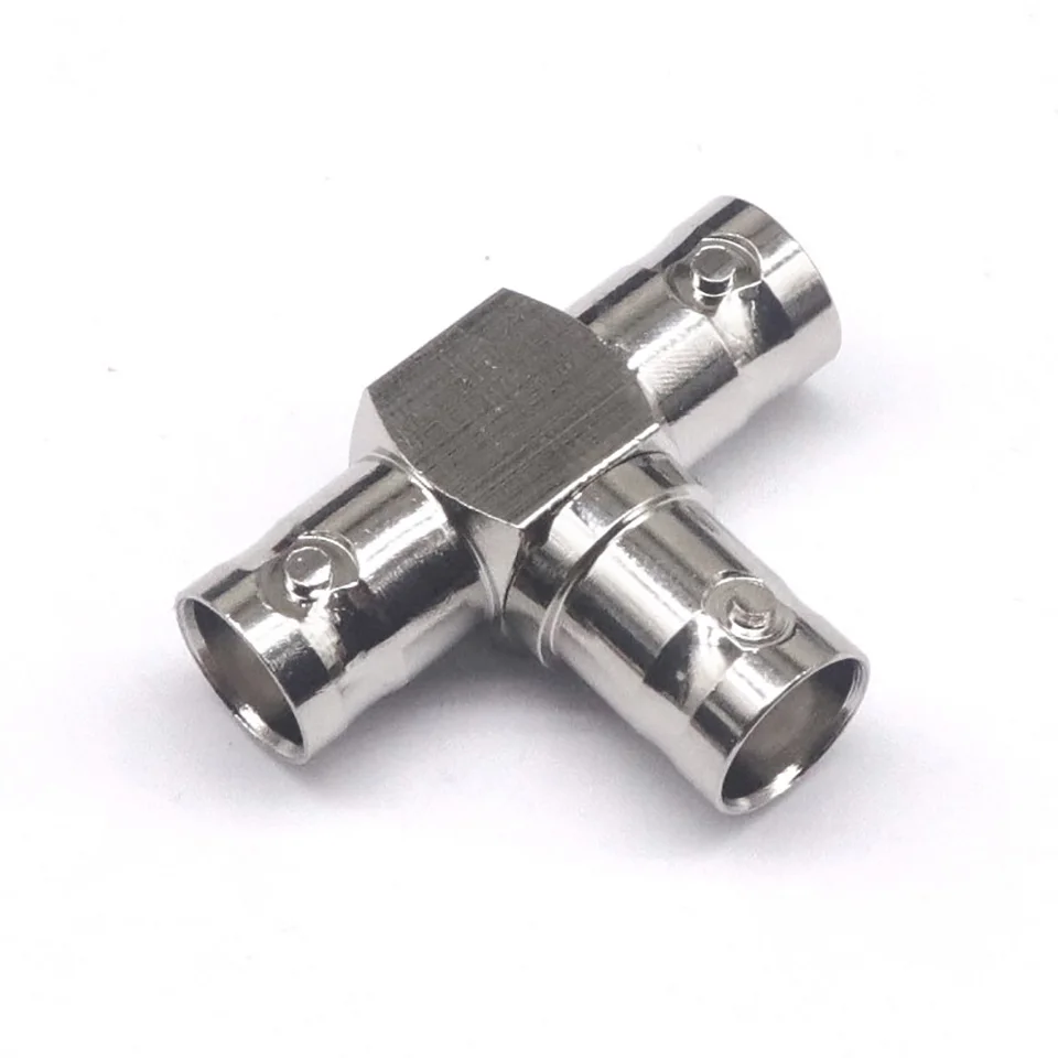High-Quality All-Copper Coaxial Monitoring Adapter - Three-Way Connector (Male to Dual Female)