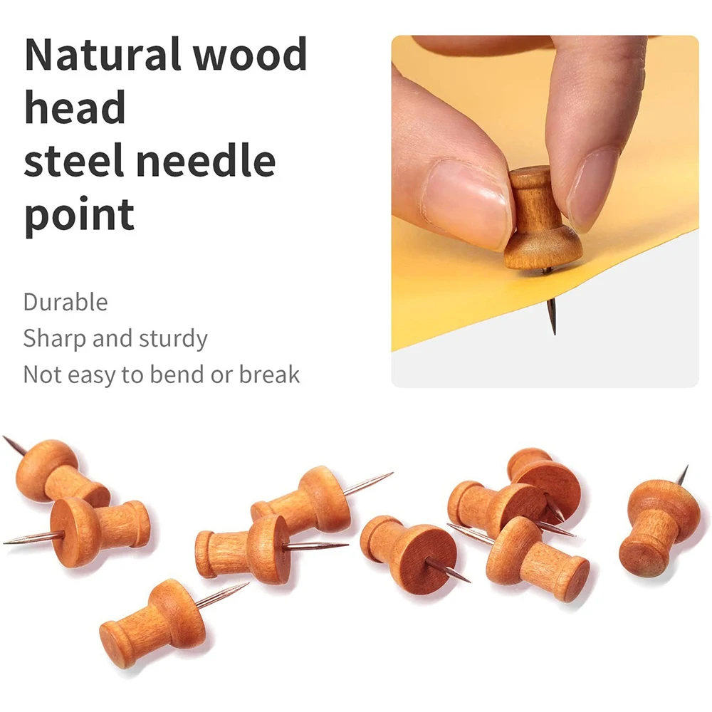 Drawing Painting Tool Wall Studs for Photos Cork Boards Wooden Push Pins Map Markers Map Tacks Thumbtack Pins