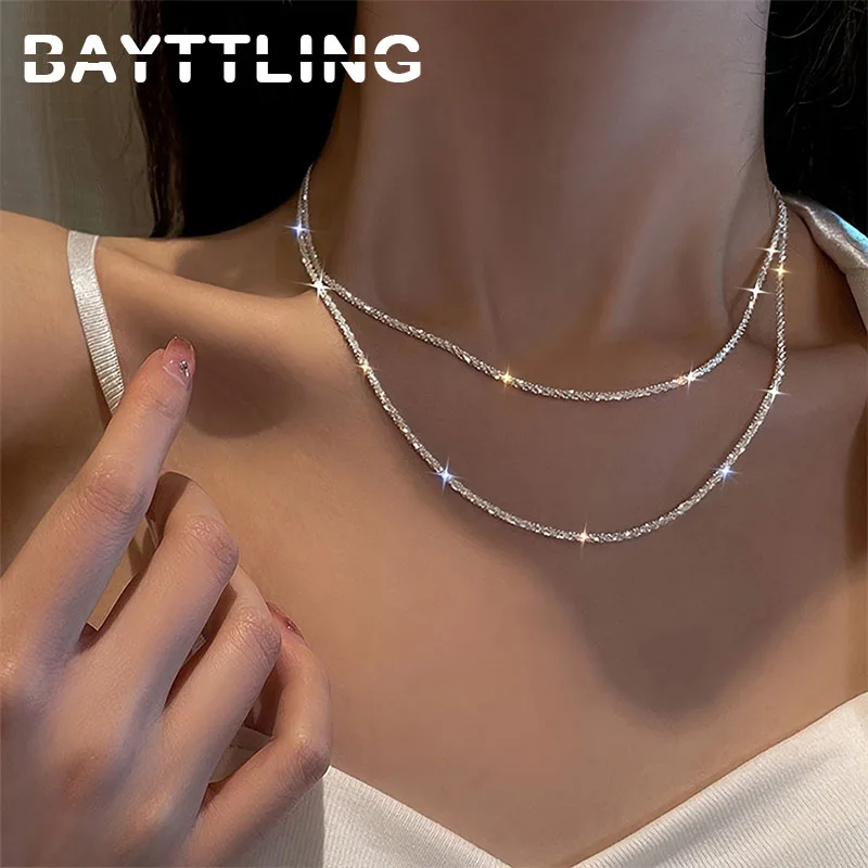 925 Sterling Silver Necklace 40-75cm Women Couple Wife Anniversary Gift Jewelry Accessories