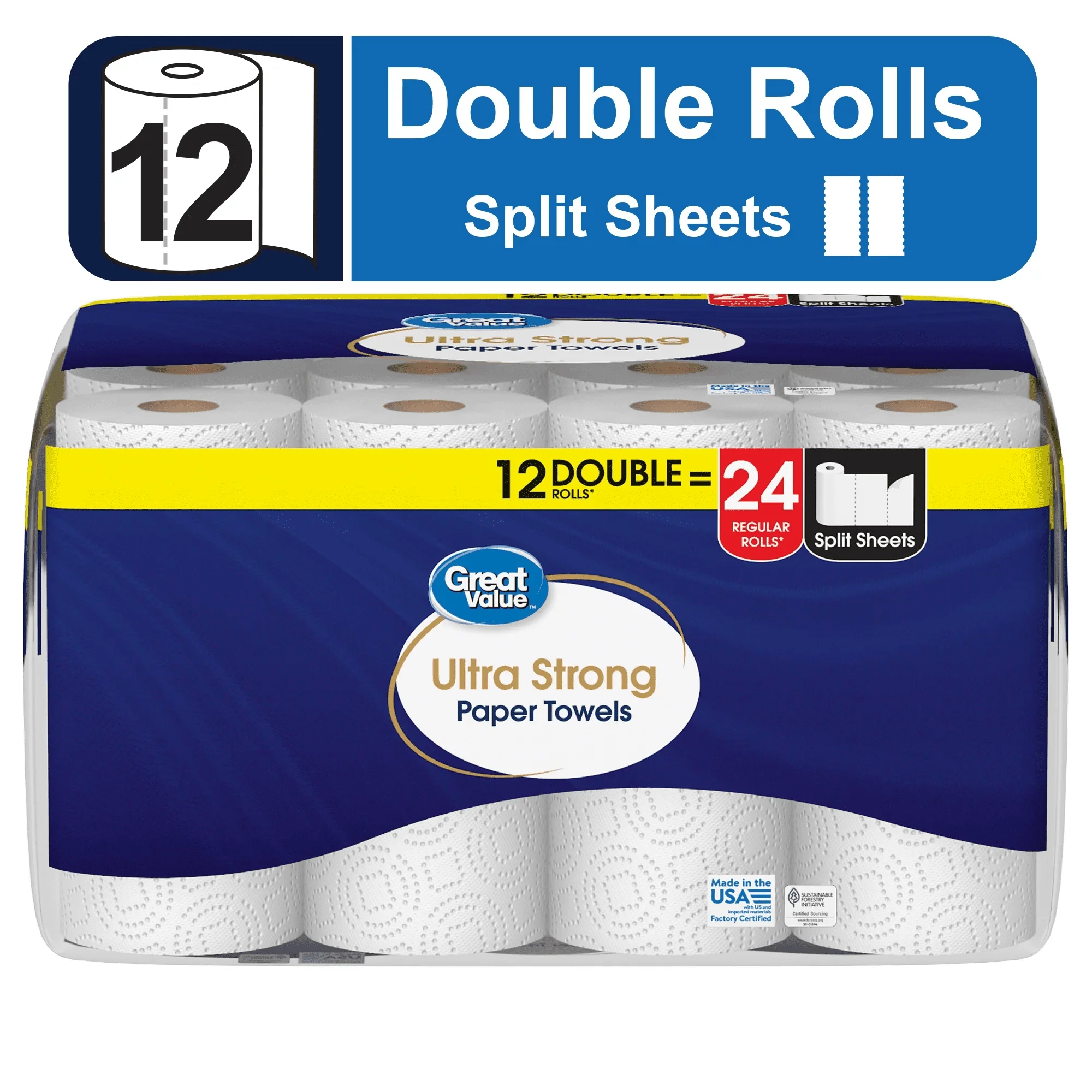 Ultra Strong Paper Towels 12 Double Rolls Absorbent Paper Towels Have Soft Texture with Durable Strength You Can Trust