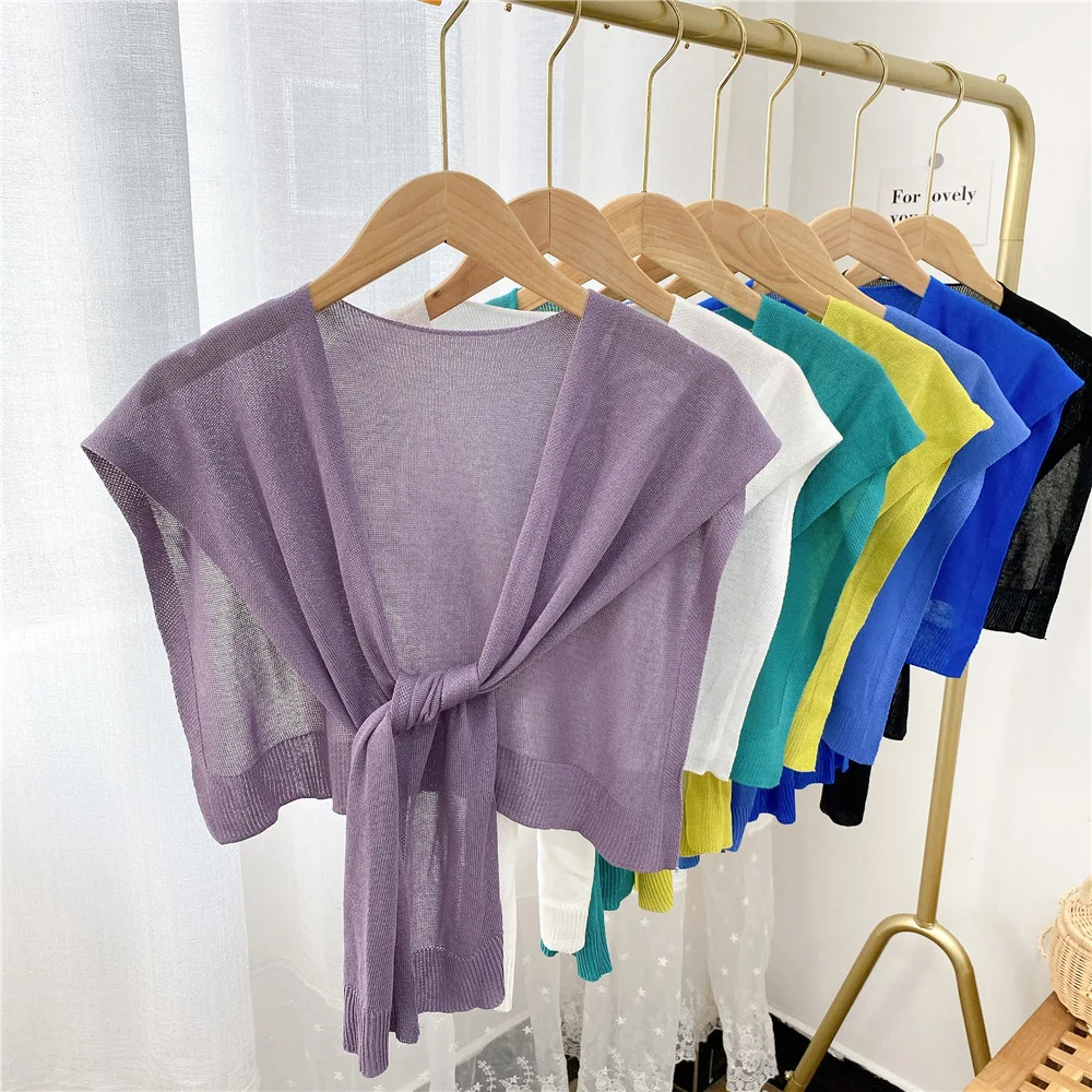 

Korean Women Solid Color Knitted Fake Collars Female Dress Shirt Detachable Collar Half Top Shawl Decorative Small Cape