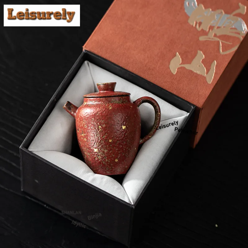 140ml Gold Sprinkle Mountain Red Teapot Japanese Tea Infuser Pot Tea Maker Kettle With Filter Puer Cafes Supplies Gift Supplies