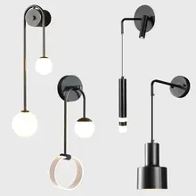  Modern Bathroom Mirror Led Light Nordic Wall Sconce Lamp Living Room Bedside Luxury Home Decor Fixture Black Glass Lampshade 