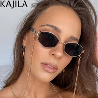 Lunettes De soleil hexagonales à petite monture pour femmes, Sexy, avec chaîne, marque De luxe De styliste, Punk, nuances Gafas De Sol, 2026 3