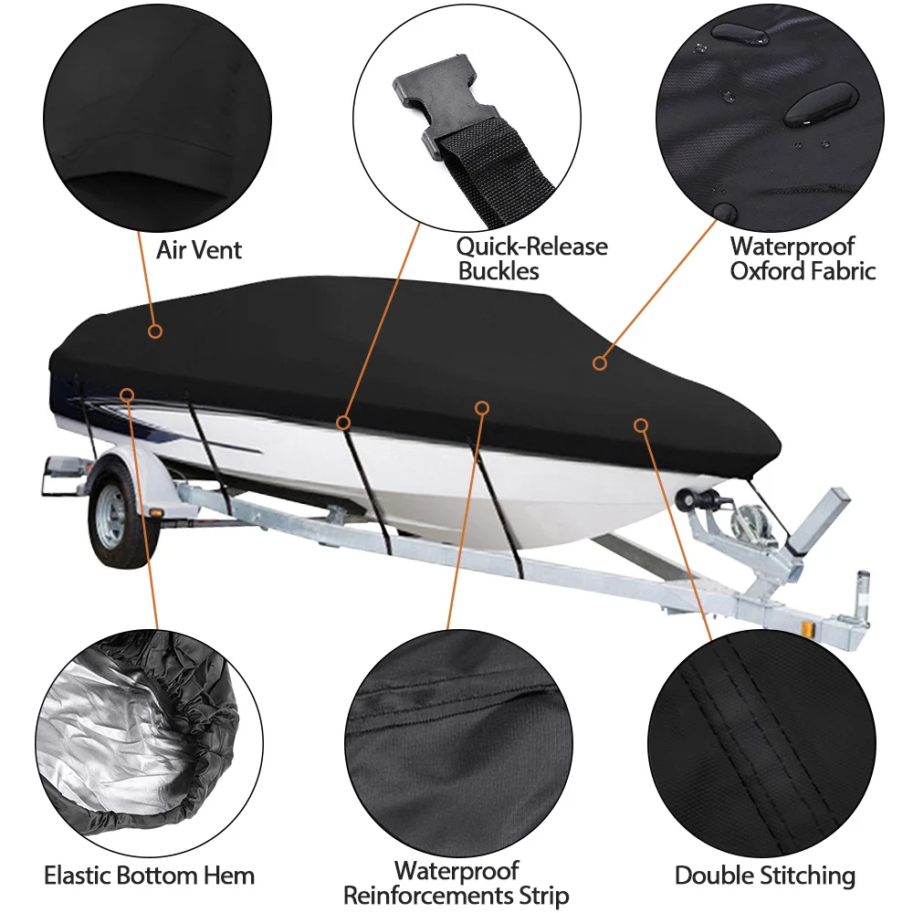 210D Yacht Boat Cover Water Resistant Scratch-proof Anti-UV Protector Fishing Speedboat V-shape Canvas For Boat Cover Tent Boat Cover Fishing Boat Cover