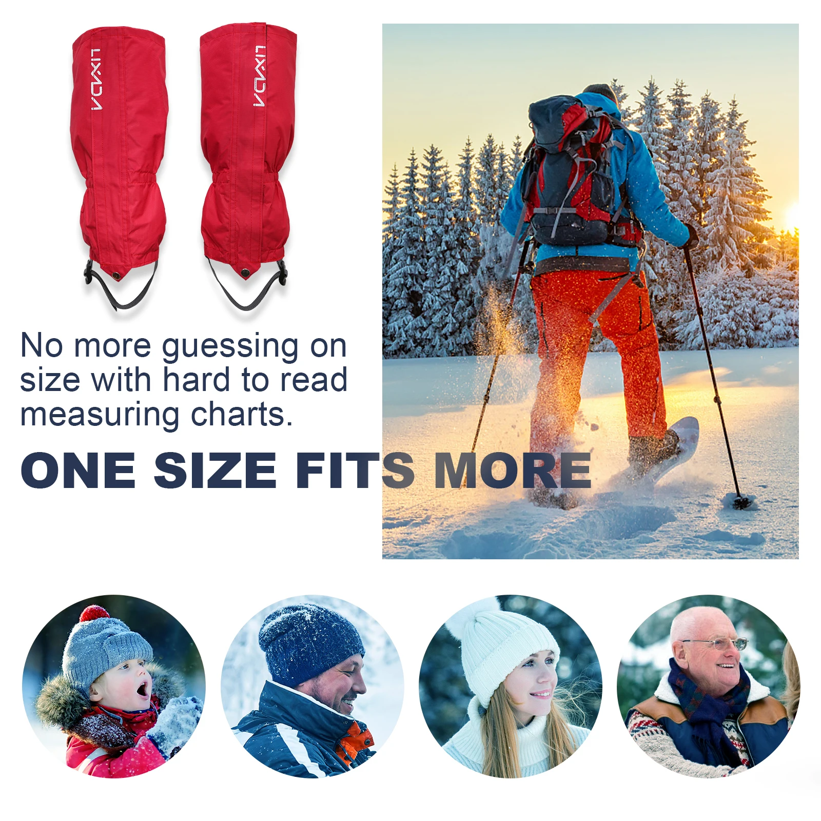 Lixada 1 Paar Gamaschen Outdoor Unisex Reiß verschluss Verschleiß und wasserdichte Stoff Gamaschen Leggings Abdeckung für Radfahren Snowboarden – Detail 35
