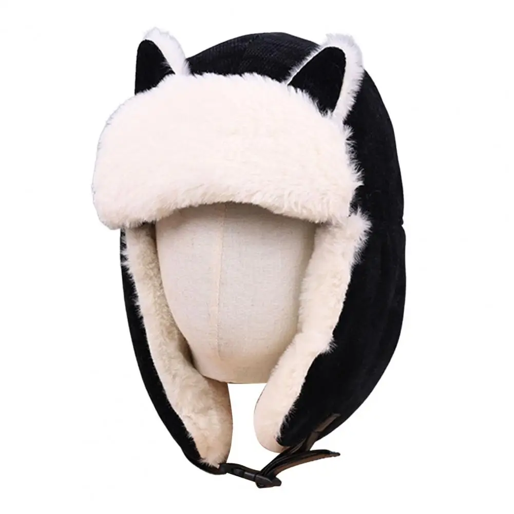 Casual Bomber Hat Cat Ears Corduroy Winter Hat Cold Winter Women