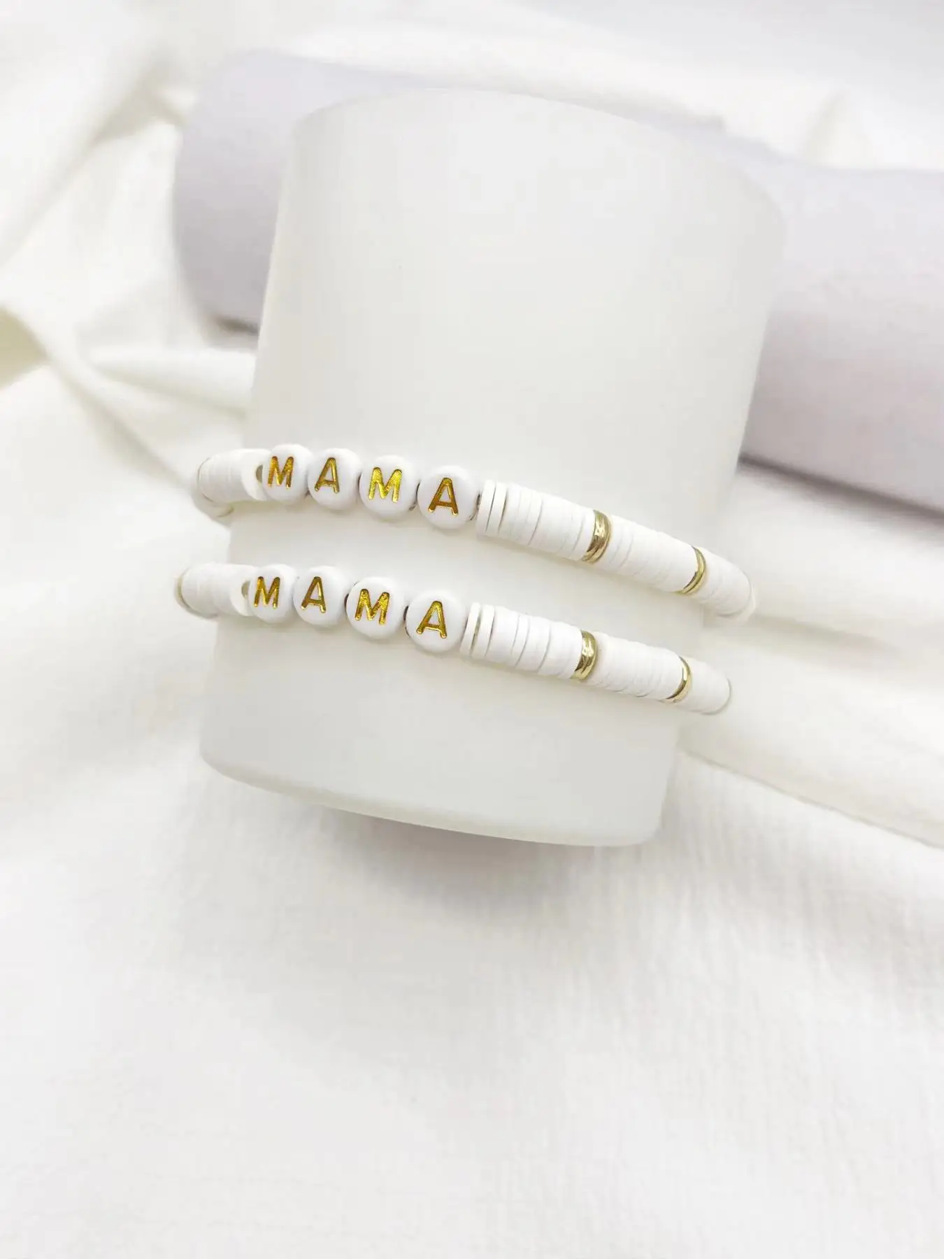 

Polymer Clay Mom Alphabet Anklet Gift for Mom Mother's Day gift