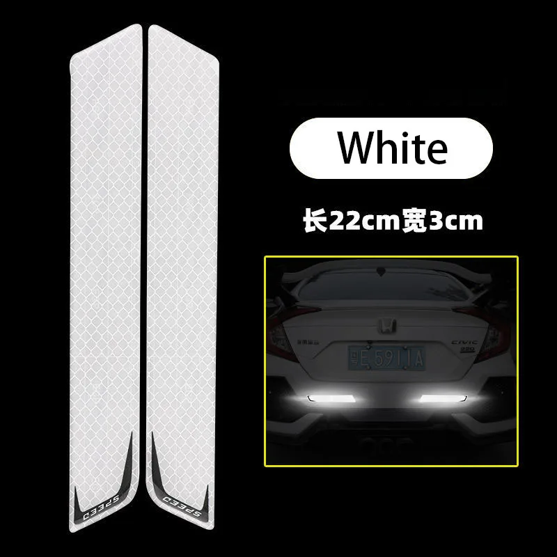 2pcs Car Bumper Reflective Strips Car Stickers Decal Warning Reflective Tape Strips Auto Reflector Stickers Safety Mark Upgrade