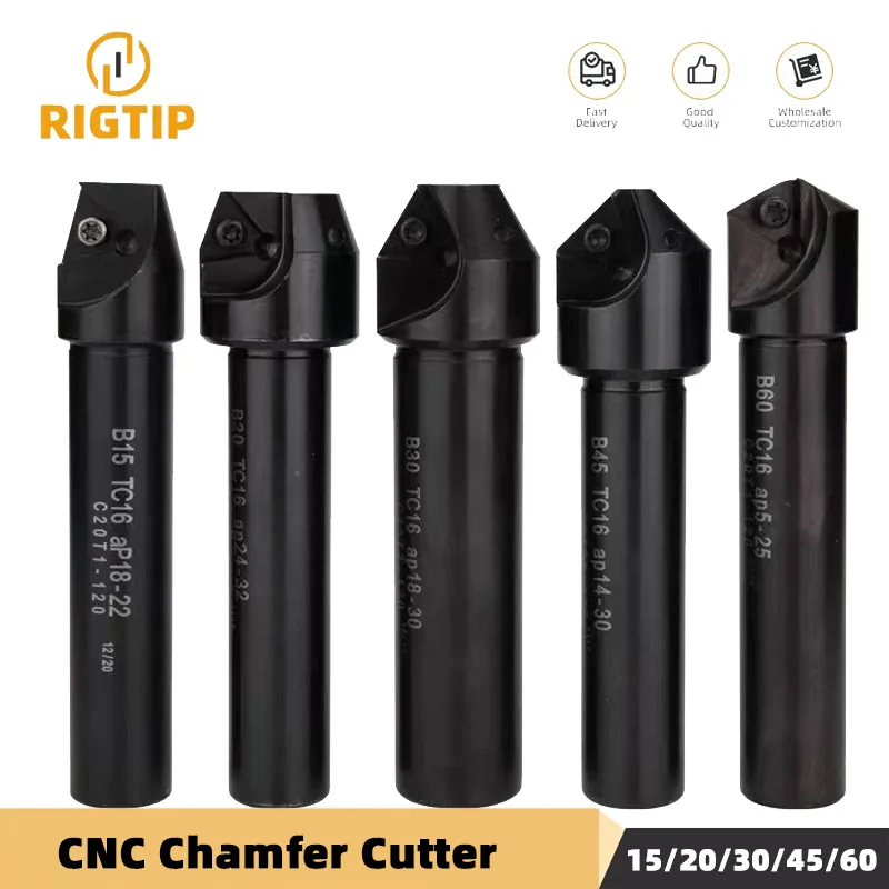 RIGTIP Chamfering cutter Countersink Bar Indexable Chamfer Milling Cutter Tool Holder 30 45 60 Degree TC AP C20 C16