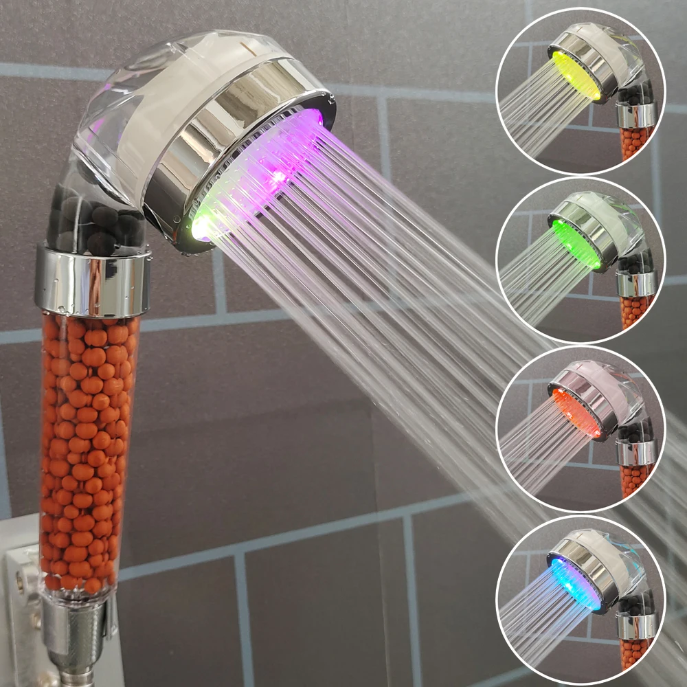 

Led Shower Head High Pressure Water Saving Rainfall Shower Negative Ion Filter Spa Showerhead Bathroom Accessories