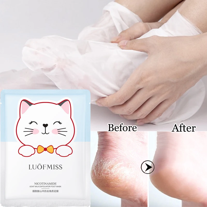 

1Pair Goat Milk Exfoliating Foot Mask Socks Remove Dead Skin Moisturizing Whitening Repair Cuticle Hand Mask Tender Skin Care