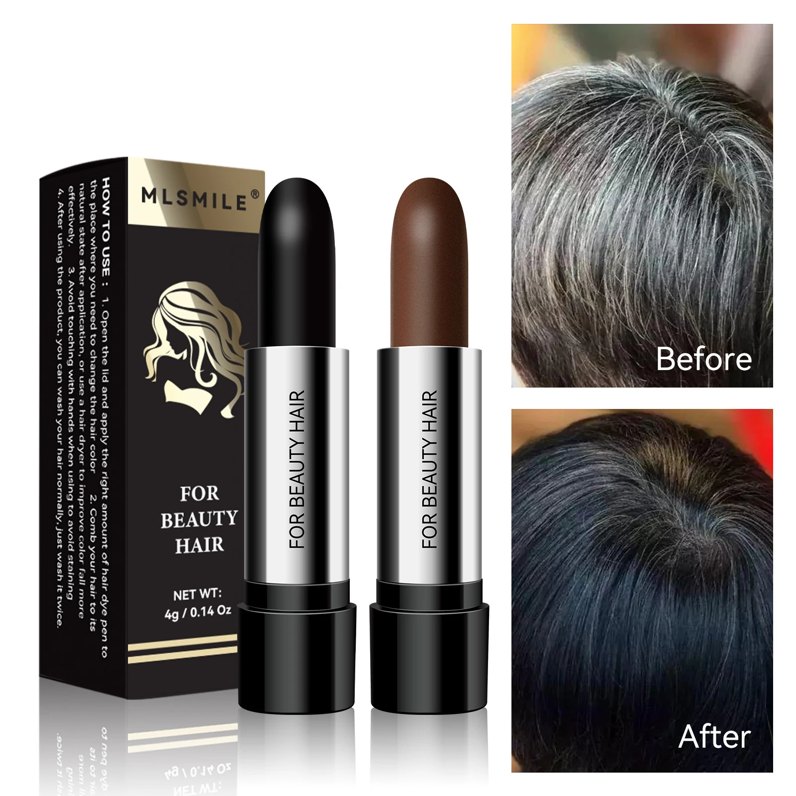 Hair Color Stick Long Lasting Fast Staining Washable High Saturation Cover Gray Hair Lipstick Shape Disposable Dye Pen hair dye stick hair color dye
