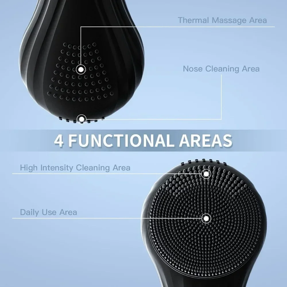 Electric Powered Facial Cleansing Brush IPX7 Waterproof Soft Silicone Face Scrubber Exfoliator Vibrating Sonic Face Massager