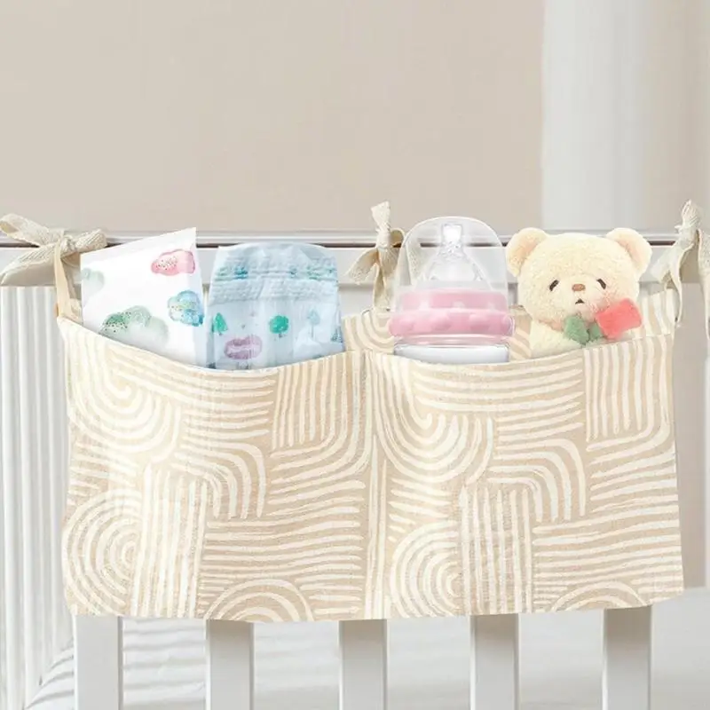 54DF 보육용 침대 옆 수납 가방(포켓 포함) 베이비 케어 액세서리용 공간 절약