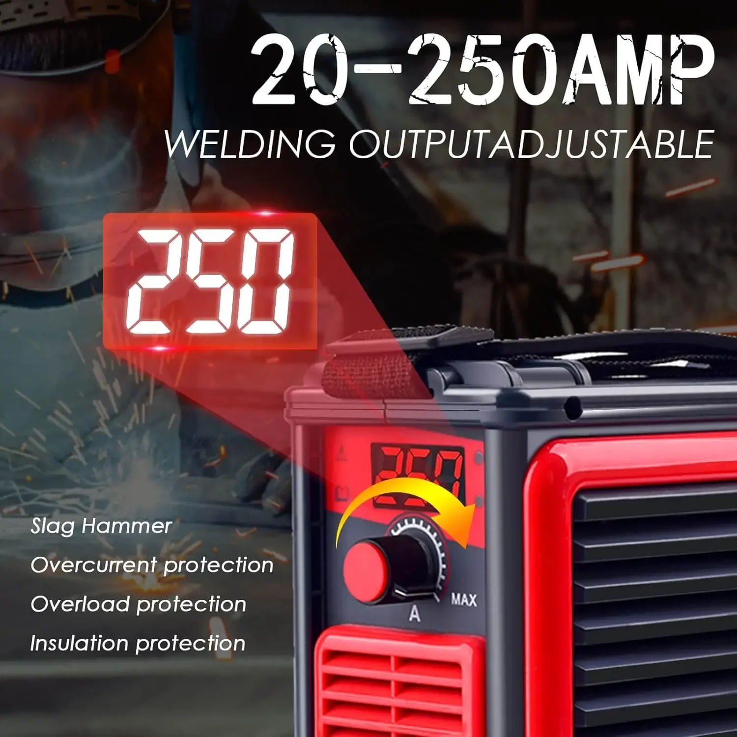 Welding Machine, Upgraded MMA-250A 110V Portable Stick Welder IGBT Digital Display LCD,Home DIY Arc Welder