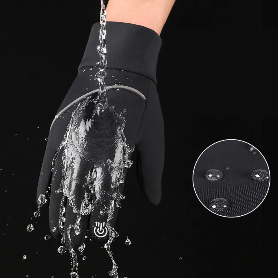 WALK FISH Waterproof Fishing Gloves Anti-slip Touch Screen Winter Outdoor Keep Warm Windproof Unisex Plus Velvet Riding Gloves