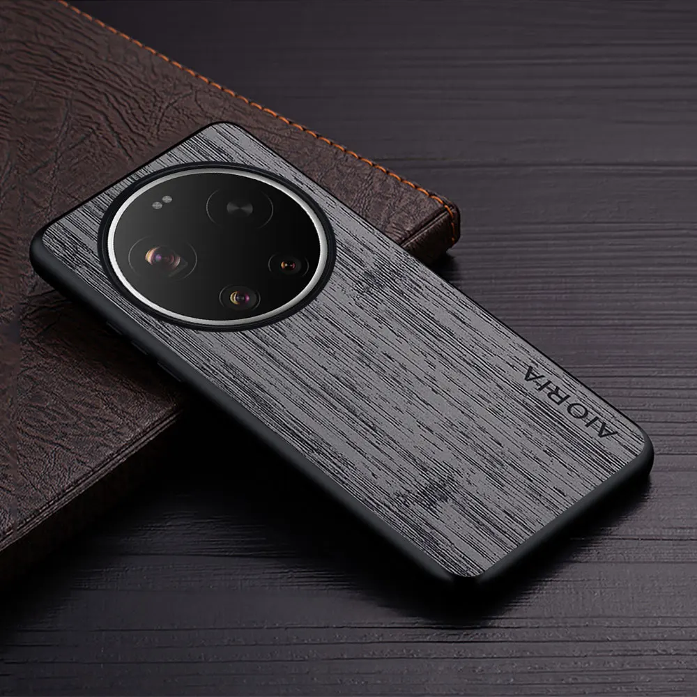 Straight Wood Grain PU Leather Phone Cover - Premium Case