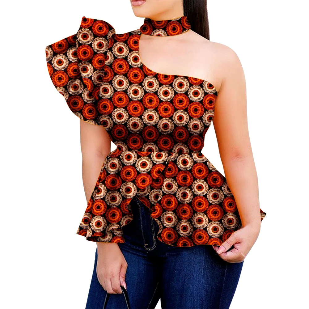 Africa Style Women Modern Fashions Womens Tops Dashiki African Print Tops Shirt Plus Size One Shoulder Women Clothing WY5874