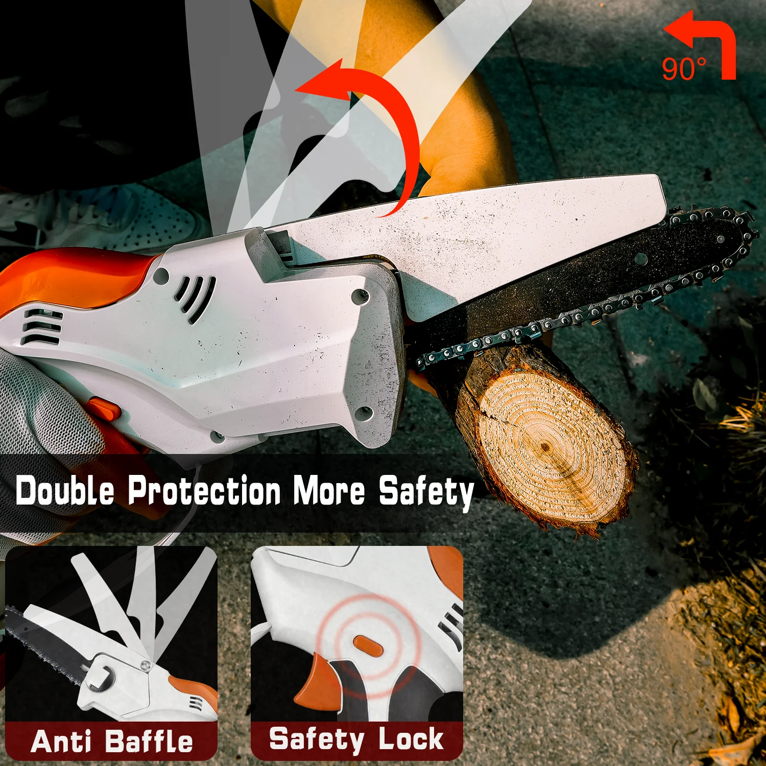 Electric Chainsaw Electric Saw 21V MT-SER 6 Inch Electric Chainsaw Rechargeable Manual Pruning Wood Pruning Saw Cordless Woodworking Cutting Tool