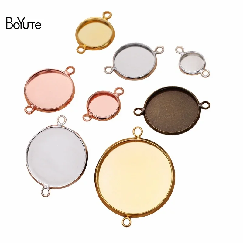 

BoYuTe (50 Pieces/Lot) Fit 8-10-12-14-16-18-20MM Cabochon Blank Tray Settings Diy Handmade Pendant Base with 2 Loops