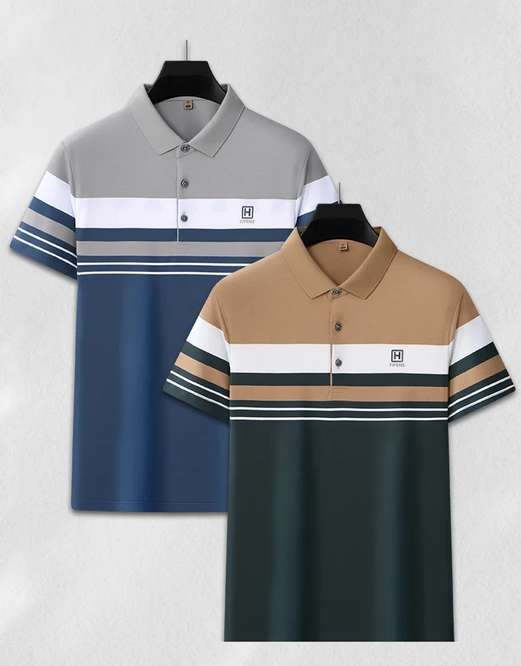 Description Picture 3 of item2024 summer fashion high-end polo shirt men's short-sleeved T-shirt lapel slim fit business casual business wear top