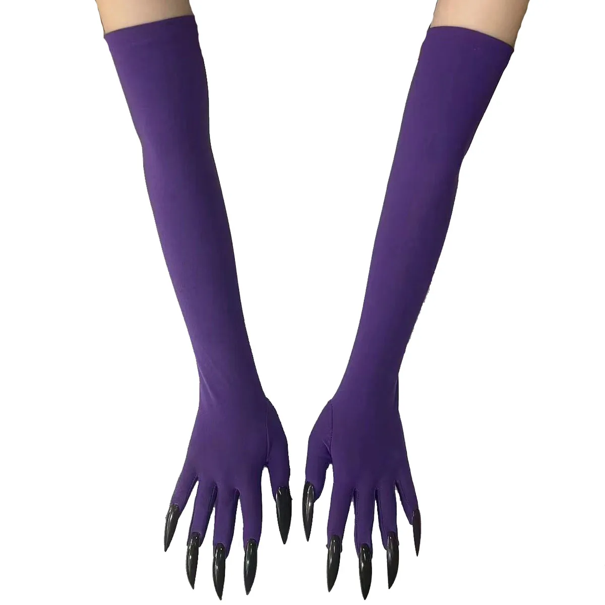 Halloween Ghost Claw Gloves - Cosplay Dress Up with Black Long Nails