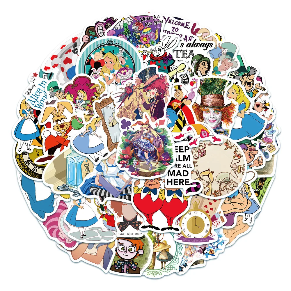 10/30/50pcs Disney Cartoon Alice In Wonderland Stickers Aesthetic Diy