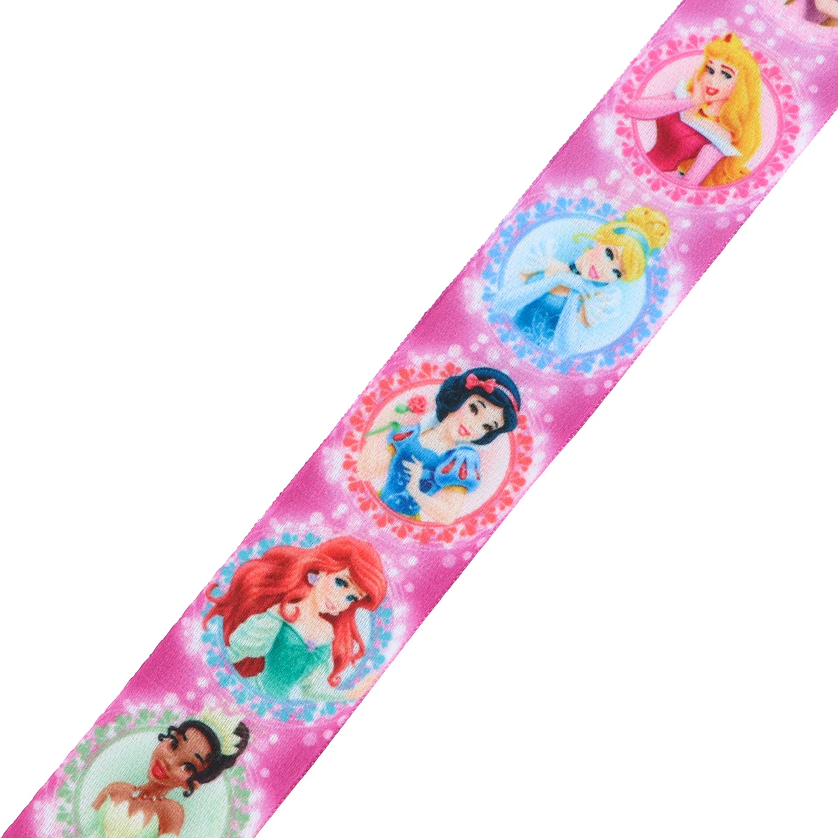 YQ1078 Princess Keychain Lanyard Little Mermaid Neck Strap Key ID Card Badge Holder Cartoon Rapunzel Necklace Kids Gift