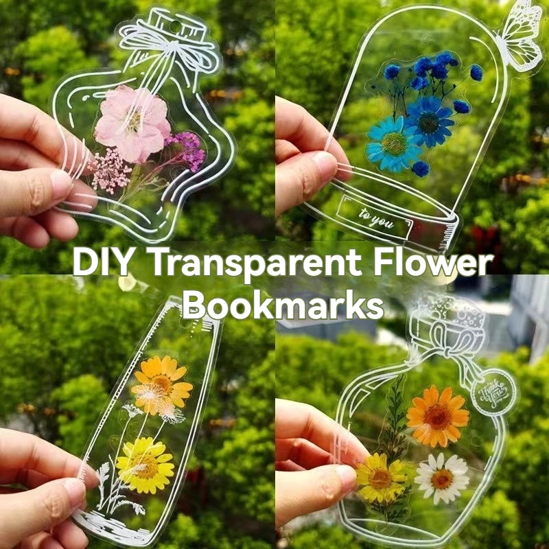 Floral Painting Bookmark 64PCS Bookmark Making Kit Transparent Flower Handmade Dried For School DIY