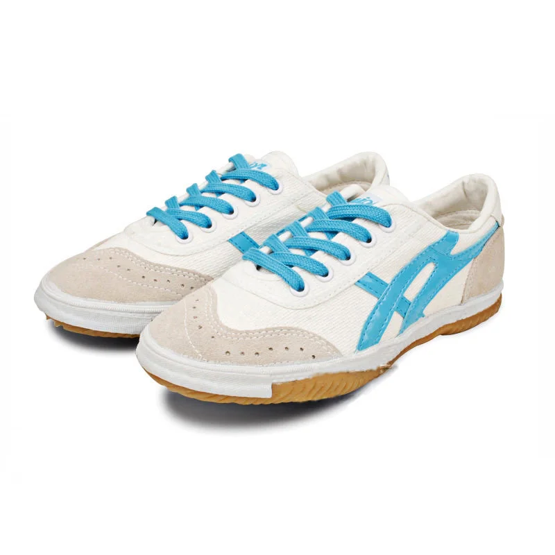 USHINE EU34-44 Quality Red Blue Canvas Classic Retro Table Tennis Shoes Fitness KungFu TaiChi Shoes For Man Women