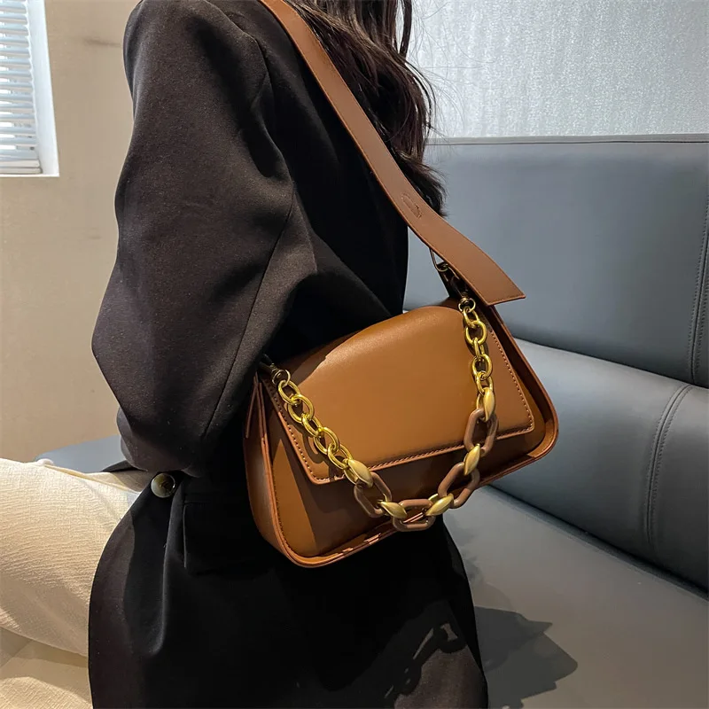 Advanced Texture Small for Women 2024 New Special-Interest Design Crossbody Square Solid Color Chain Shoulder Underarm Bag