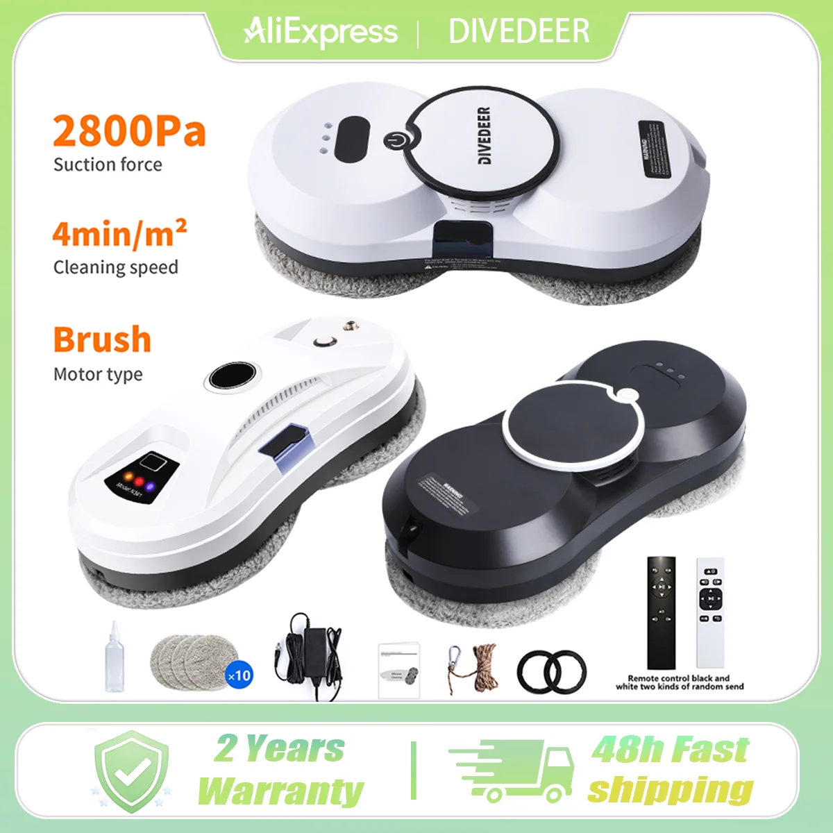 DIVEDEER 창 청소 로봇 5600PA 대형 흡입 전기 스프레이 창 청소 로봇 낙하 방지 원격 청소기