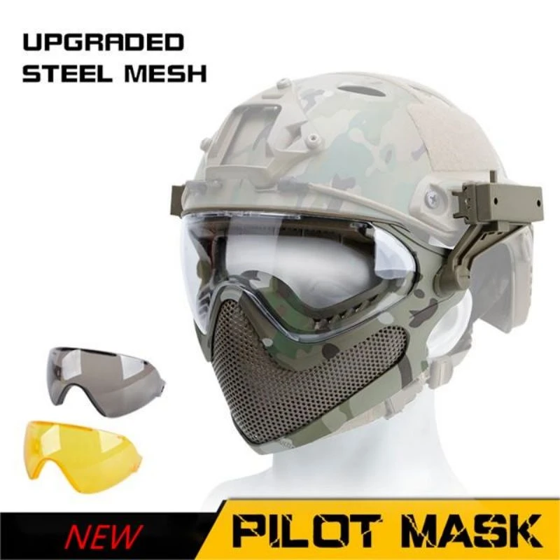 Tactical FAST Helmet Mask Airsoft Impact Resistant Mask Steel Mesh Eye