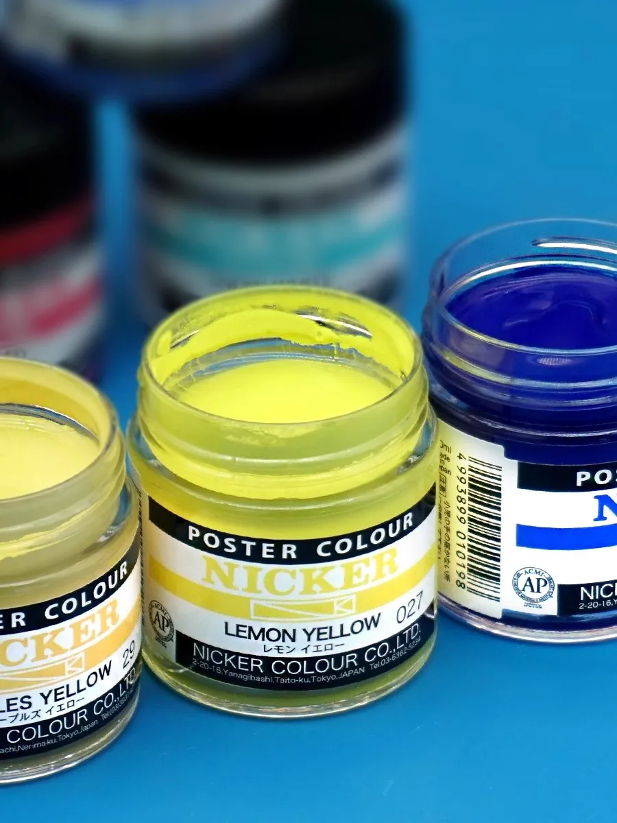 Japan Nicker Poster Color  40ml Opaque Watercolor  Glass bottle fluorescent gouache pigment 2