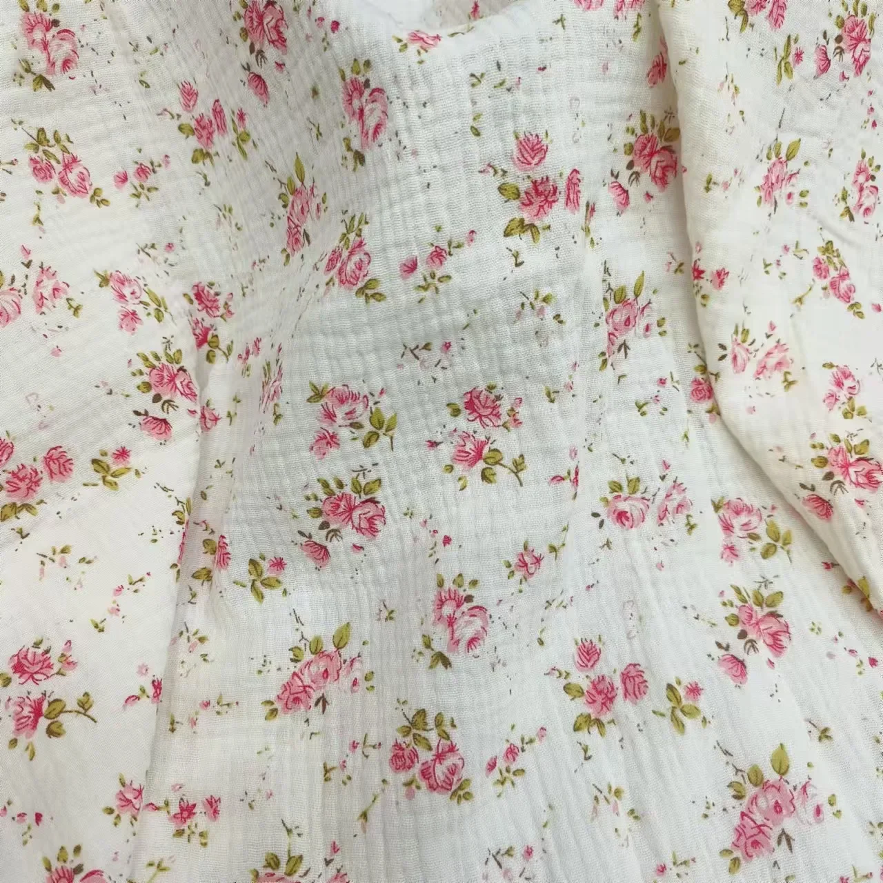 Pure Cotton Double Layer Gauze Baby Clothing Home Clothes Pyjamas Fabric Small Floral Print Country Style Children's Wear