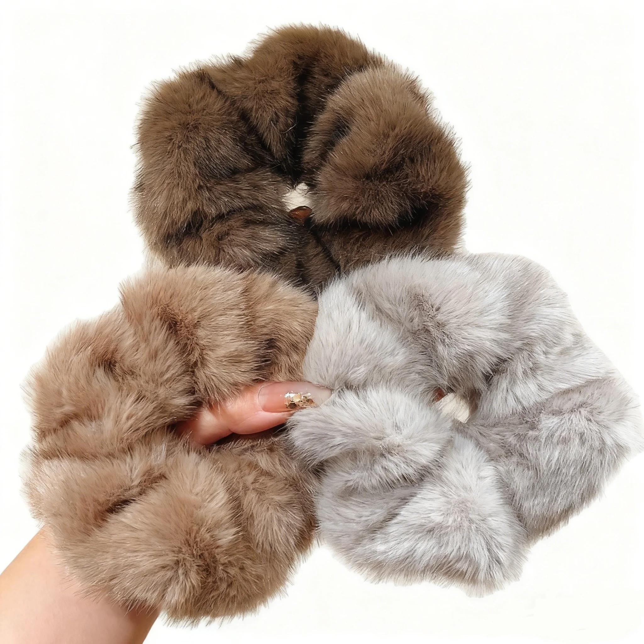 1PC Fuzzy Fur Scrunchies, Multi-Color Soft Fluffy Hair Ties, Elegant Hair Accessories For Women, Multiple Styles Elastic Hair