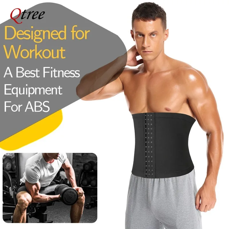 Qtree Men Waist Trainer Trimmer Belt Slimming Body Shaper Workout Shapewear Weight Loss Hooks Fitness Fat Burner Sauna Sweat body shaper waist trainer 4193257