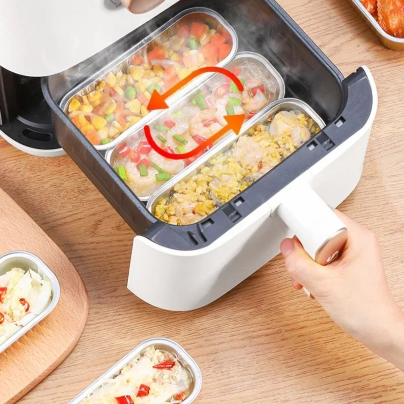 Long Gold Foil Thickened Disposable Pans Aluminum Foil Air Fryer Baking Tray Tin Foil Pans Box Grilling Tray Kitchen Accessories