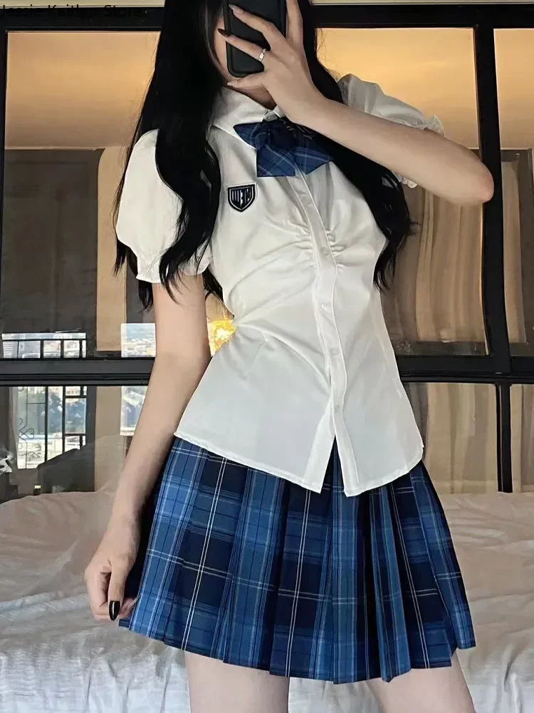 

Pleated Uniform School Cosplay Women And Set Anime Girl Shirt Korean Uniform Kawaii Cute School White Sweet Plaid Japanese