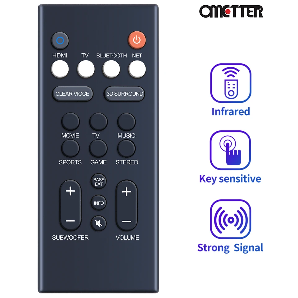 VINABTY FSR60-WY57800 Telecomando di ricambio adatto per Yamaha YAS-101 YAS-101BL ATS-1010 Soundbar