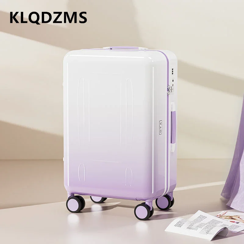 KLQDZMS ABS+PC Suitcase 20 Inch Boarding Case 24" Cart Case Cart Style Travel Bag USB Charging Port Carry-on Travel Luggage