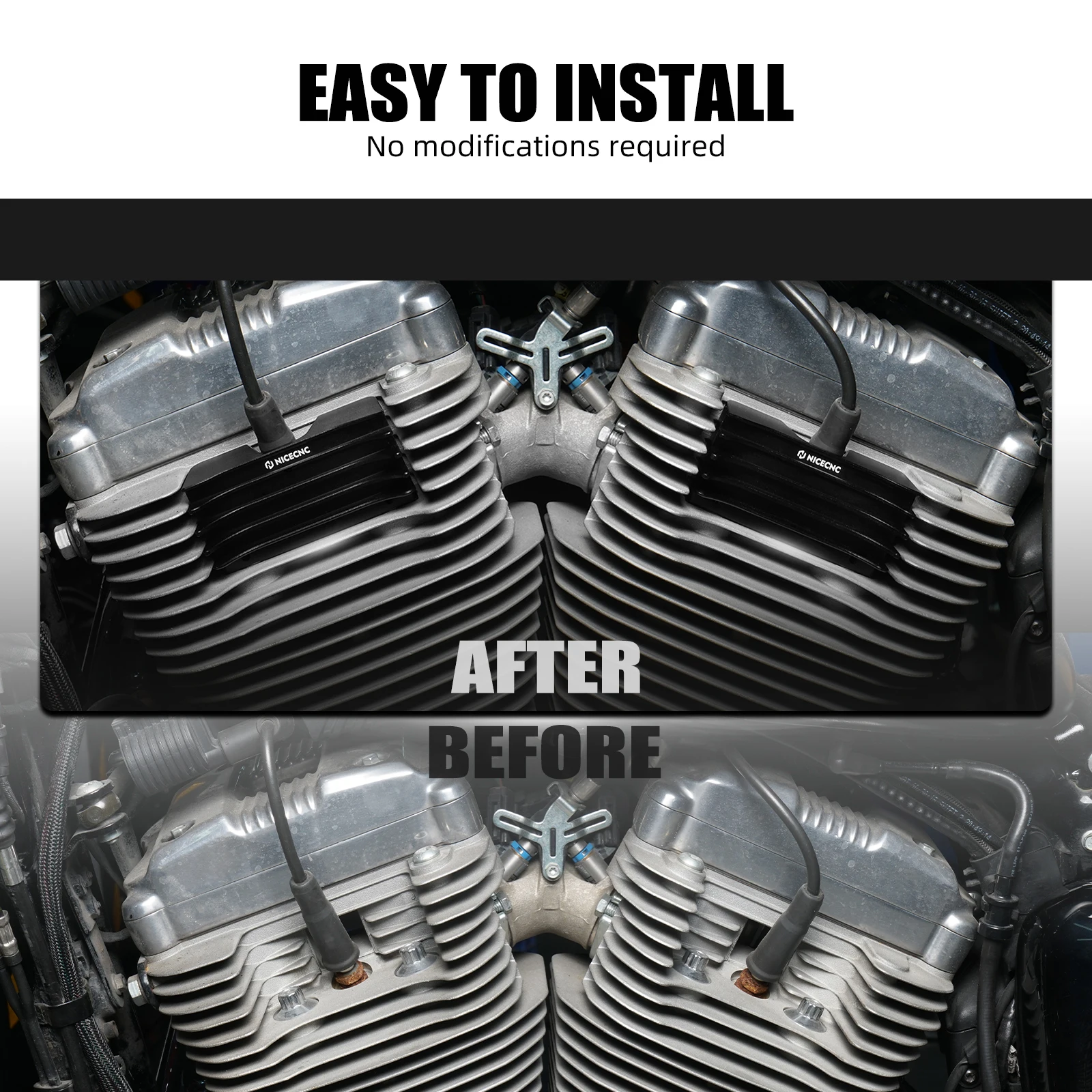Rippen-Zündkerzenkopfschraubenabdeckung für Harley Sportster XL883 1200 Iron 883 XL883N Iron 1200 XL1200NS Forty Eight Seventy Two – Detail 3