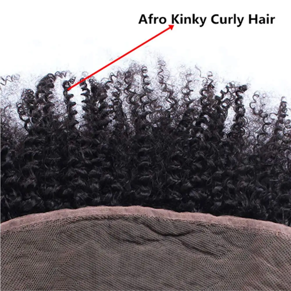 Afro Kinky Curly 13&times;4 Lace Front Closure Human Hair Transparent Lace Handtied Pre Plucked Soft Brazilian Hair Natrual Color