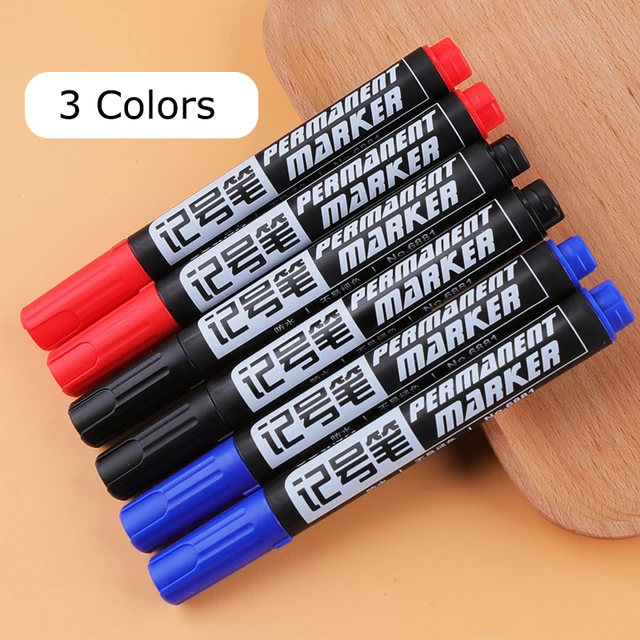 Deli 10/5PC/Lot Permenent Markers Pen 1.5MM Fine Point Waterproof Blue/Black/Red Ink Crude Nib маркеры for Office Stationery 3