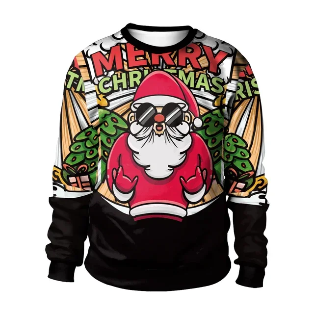 Christmas Party Sweatshirts for Men Tracksuit Couple Autumn Pullovers O Neck Warm Men's Winter Hoodie Vintage Male Clothing