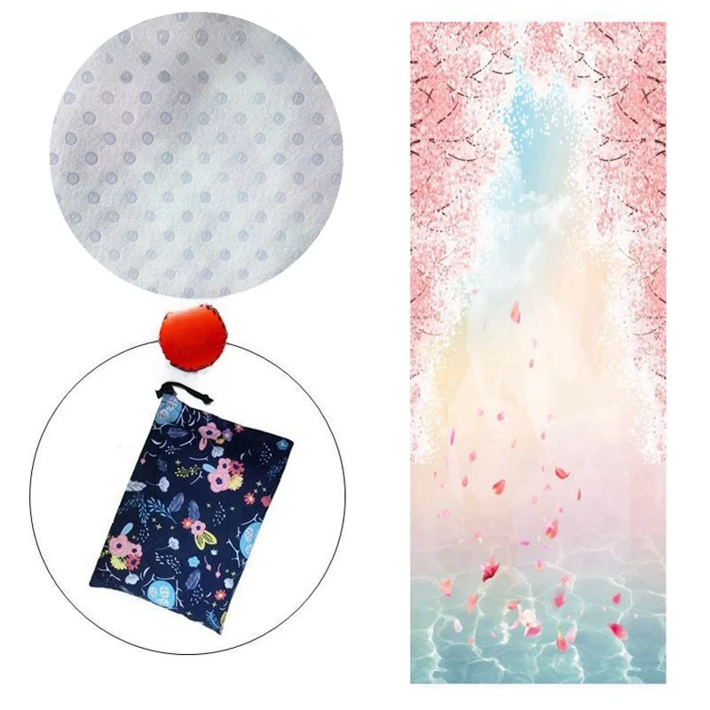 Thiened Silicone Yoga Mat Anti-Slip Fitn Yoga Pad Extended Absorbent Towel Mat Non-Slip Exercise Towel Beach Towel