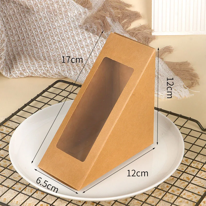 Kraft Paper Sandwich Boxes with Clear Window – Disposable Triangular Packaging for Sush... - SKU KPSB0919 - UGI Packaging